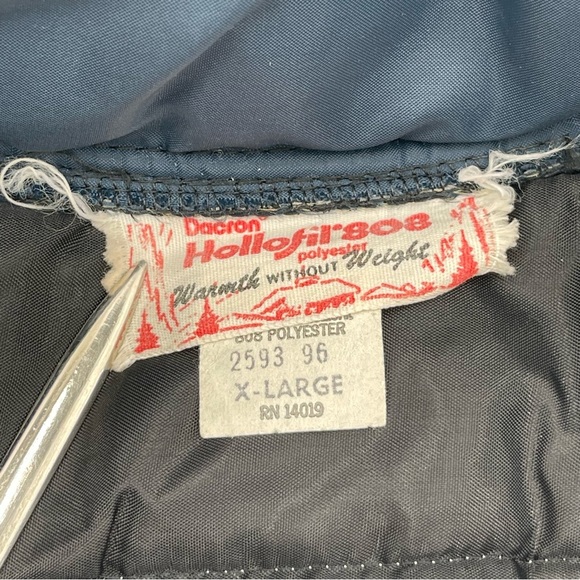 VTG 80s Puffer Vest Mens XL Blue Tan Two Tone Quilted Insulated Outdoors Snap - Picture 15 of 15